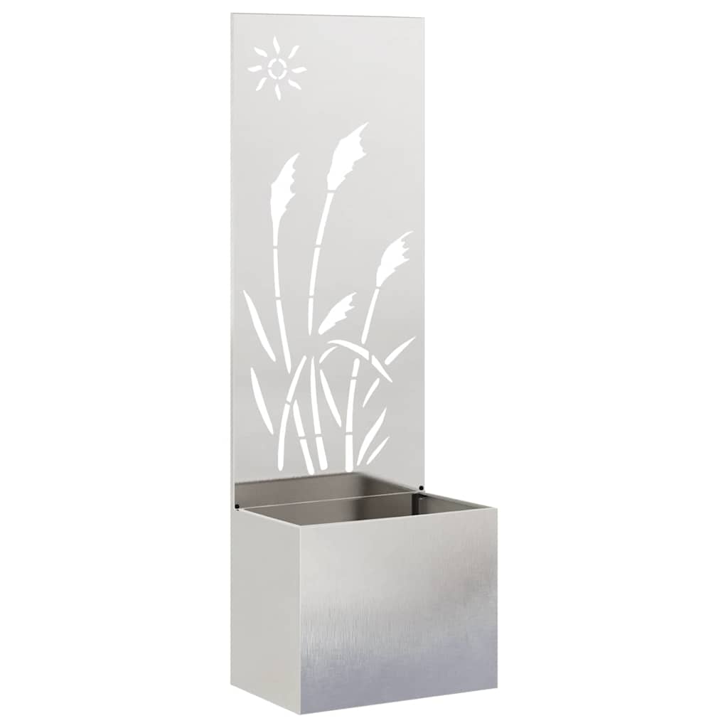 Vaso da Giardino con Pannello Decorativo Argento 50 x 140 cm 876431