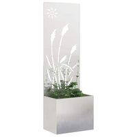 vidaXL Vaso da Giardino con Pannello Decorativo Argento 50 x 140 cm