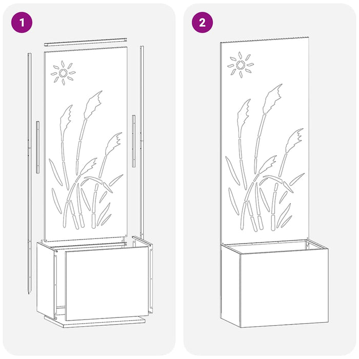 vidaXL Vaso da Giardino con Pannello Decorativo Argento 50 x 140 cm