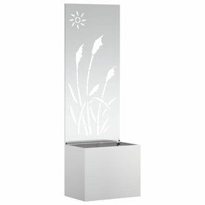 vidaXL Vaso da Giardino con Pannello Decorativo Argento 50 x 140 cm
