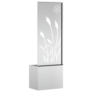 vidaXL Vaso da Giardino con Pannello Decorativo Argento 50 x 140 cm