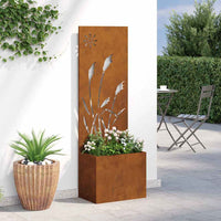 Vaso da Giardino con Pannello Decorativo Ruggine 50 x 140 cm 876433