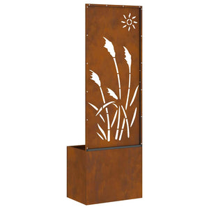 Vaso da Giardino con Pannello Decorativo Ruggine 50 x 140 cm 876433