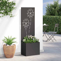 vidaXL Vaso da Giardino con Pannello Decorativo Nero 50 x 140 cm