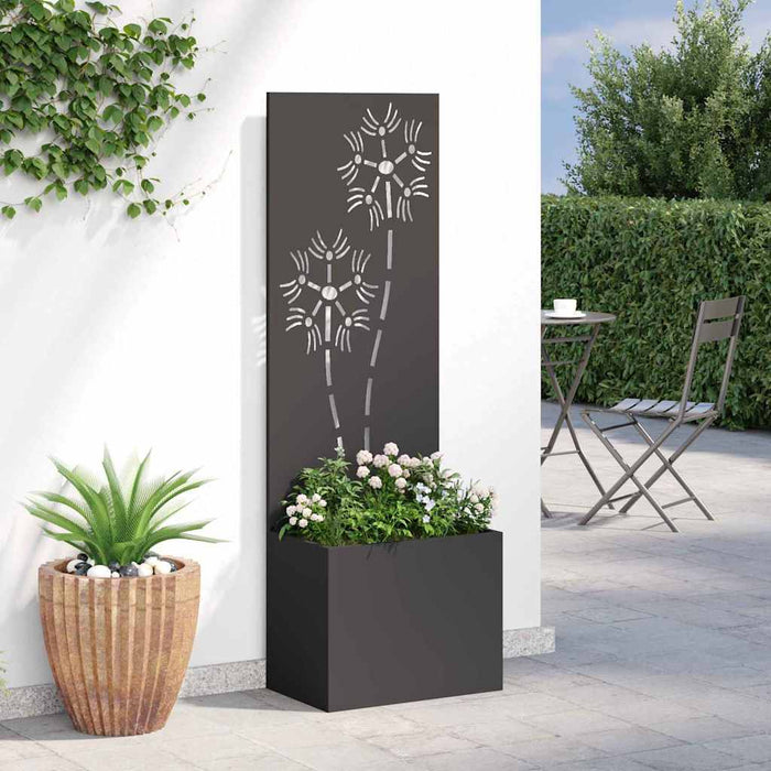 vidaXL Vaso da Giardino con Pannello Decorativo Nero 50 x 140 cm
