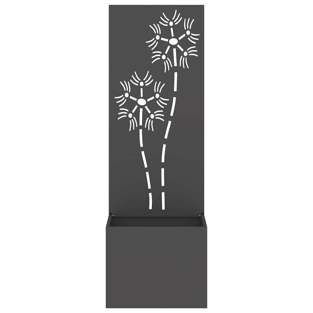 vidaXL Vaso da Giardino con Pannello Decorativo Nero 50 x 140 cm