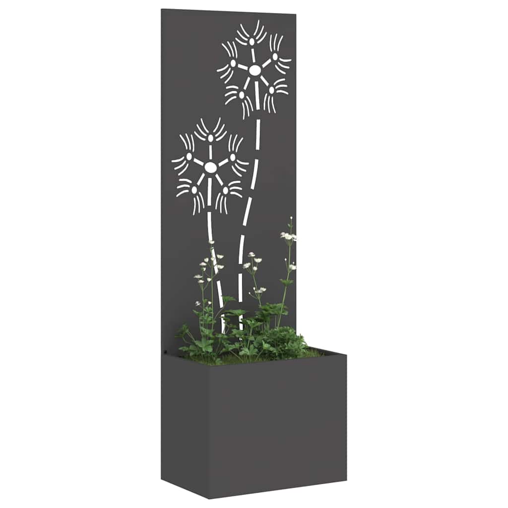vidaXL Vaso da Giardino con Pannello Decorativo Nero 50 x 140 cm