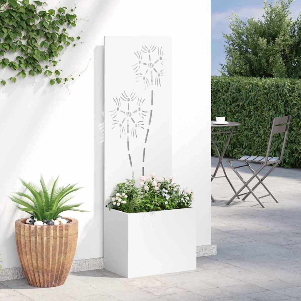 vidaXL Vaso da Giardino con Pannello Decorativo Bianco 50 x 140 cm