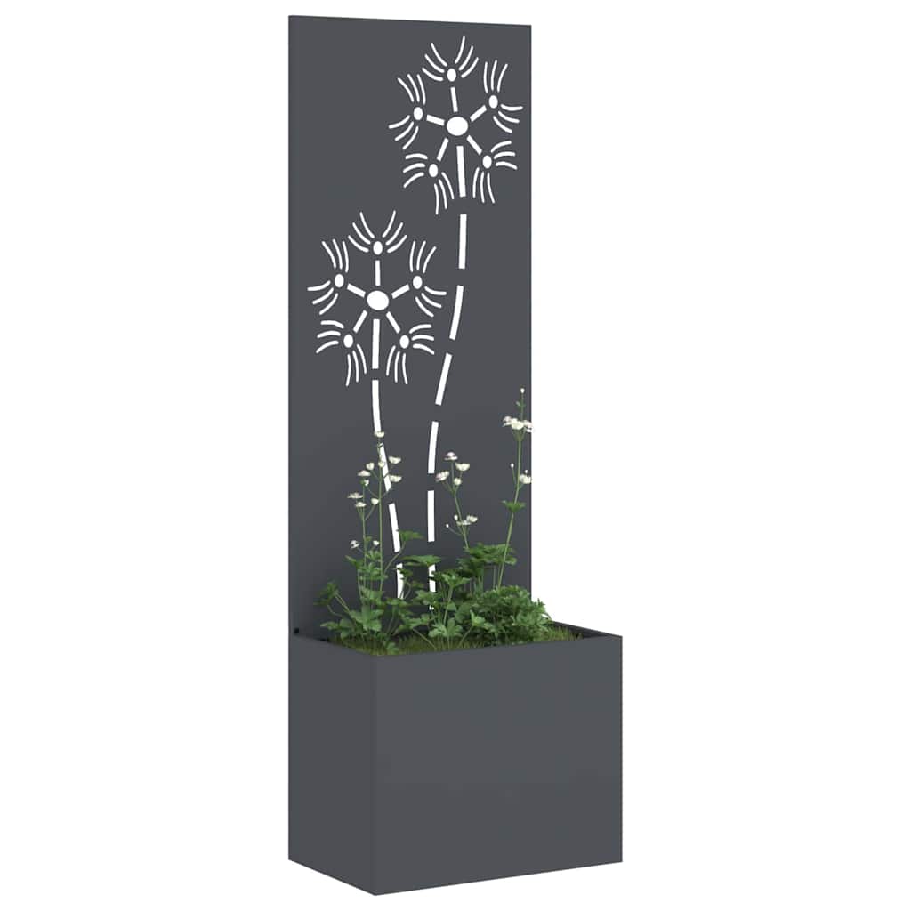 vidaXL Vaso da Giardino con Pannello Decorativo Antracite 50 x 140 cm
