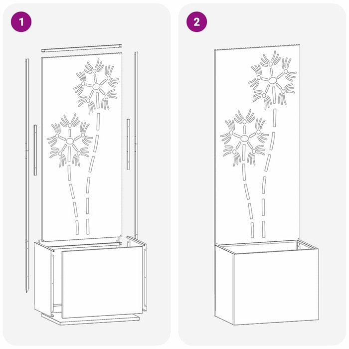 vidaXL Vaso da Giardino con Pannello Decorativo Argento 50 x 140 cm