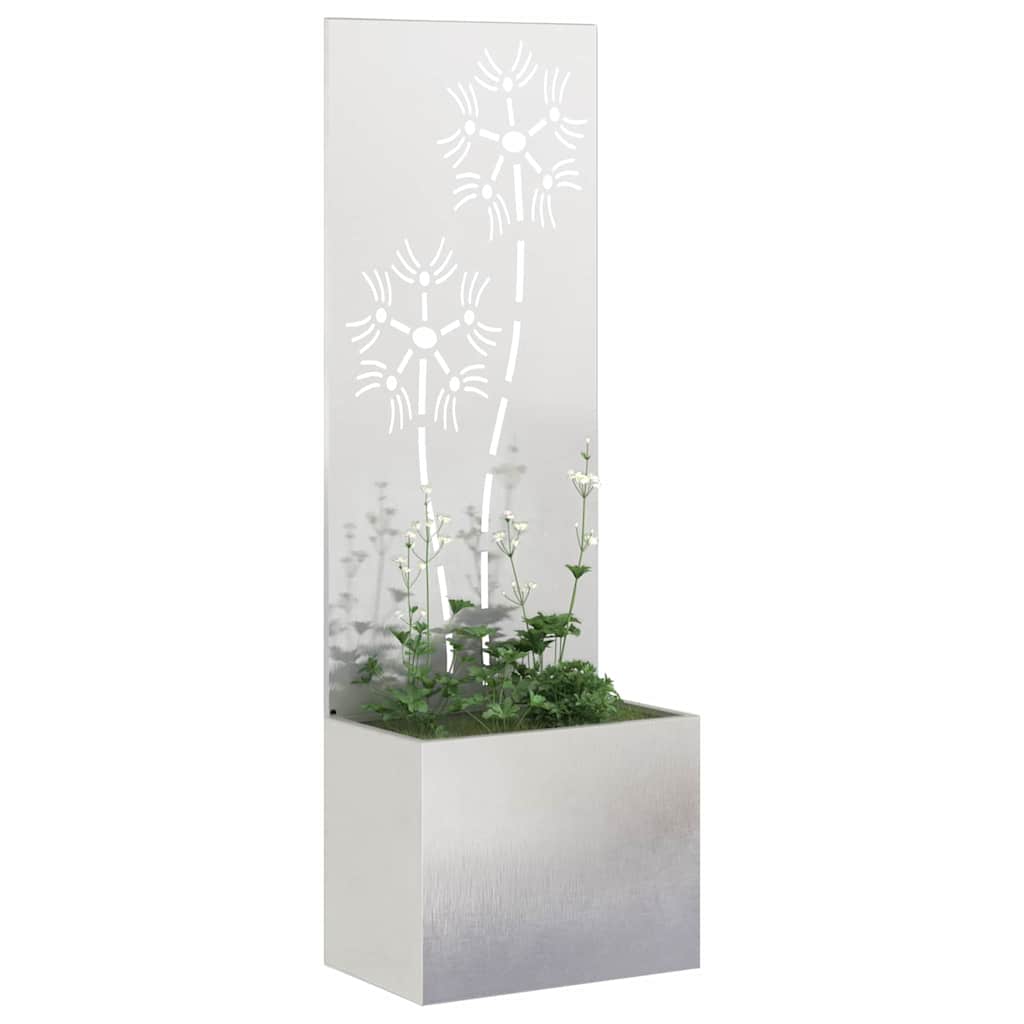 Vaso da Giardino con Pannello Decorativo Argento 50 x 140 cm 876438