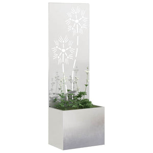Vaso da Giardino con Pannello Decorativo Argento 50 x 140 cm 876438