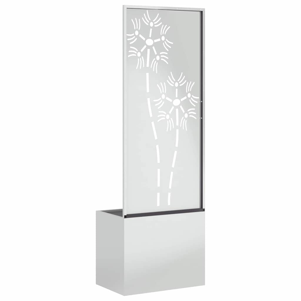 vidaXL Vaso da Giardino con Pannello Decorativo Argento 50 x 140 cm