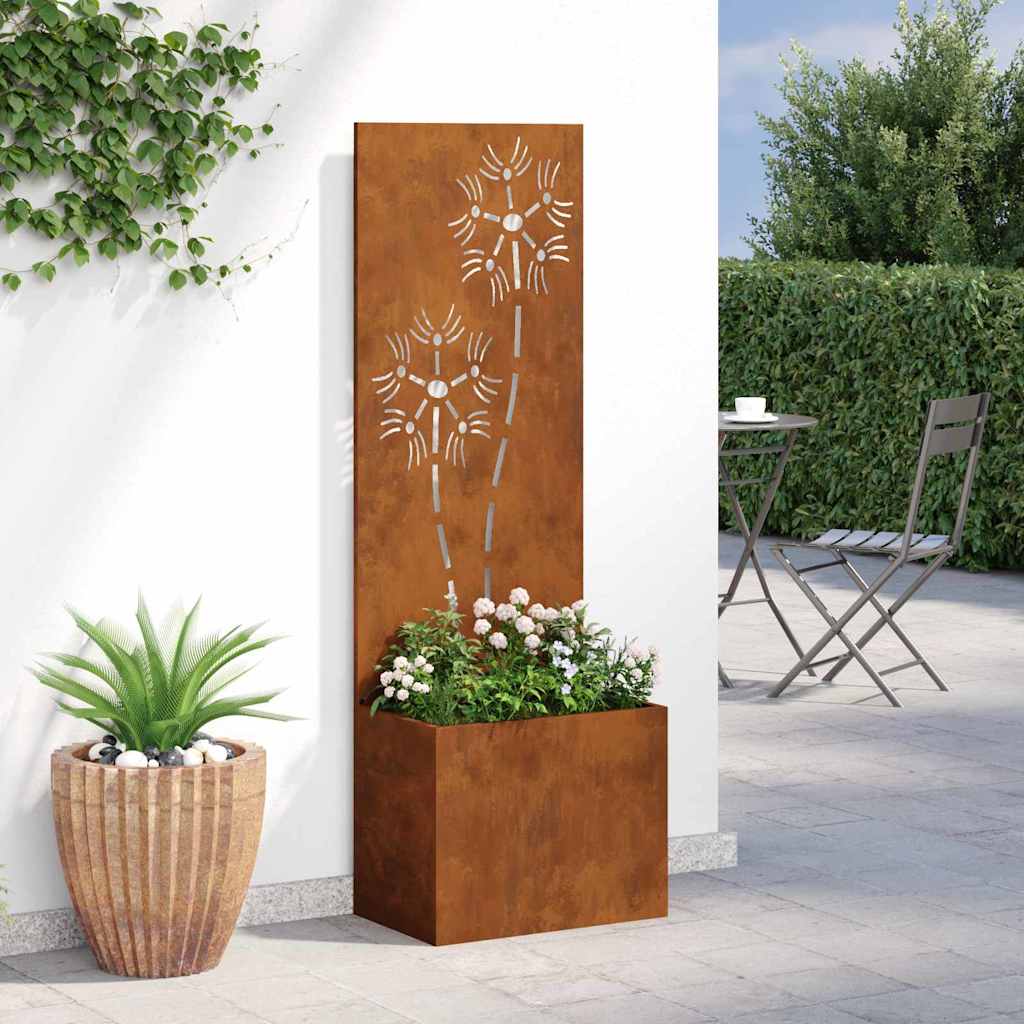 Vaso da Giardino con Pannello Decorativo Ruggine 50 x 140 cm 876440