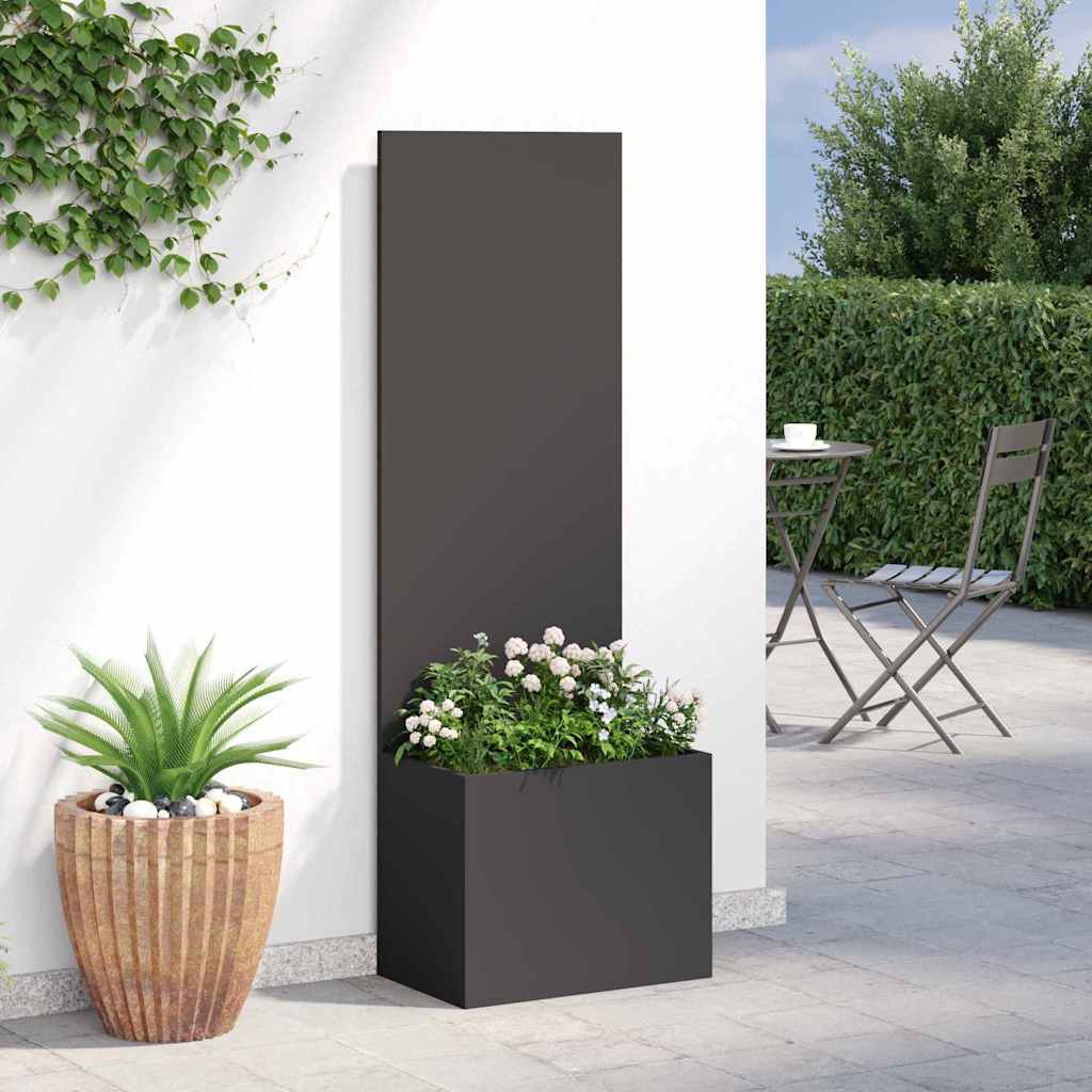Vaso da Giardino con Pannello Decorativo Nero 50 x 140 cm 876441