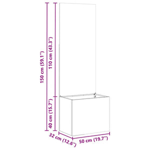 vidaXL Vaso da Giardino con Pannello Decorativo Nero 50 x 140 cm