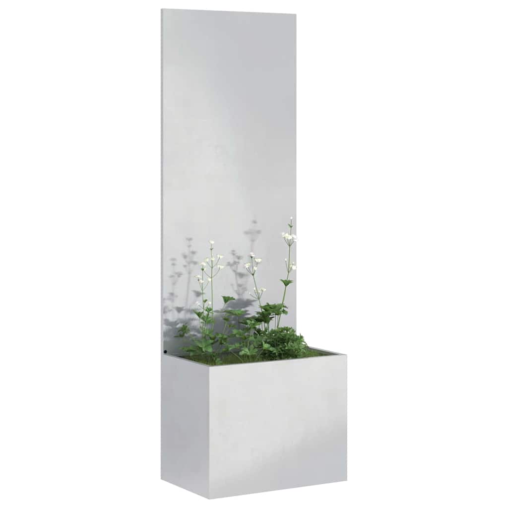 vidaXL Vaso da Giardino con Pannello Decorativo Argento 50 x 140 cm