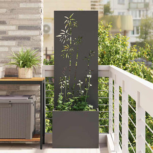vidaXL Vaso da Giardino con Pannello Decorativo Nero 50 x 140 cm