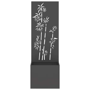 Vaso da Giardino con Pannello Decorativo Nero 50 x 140 cm 876448