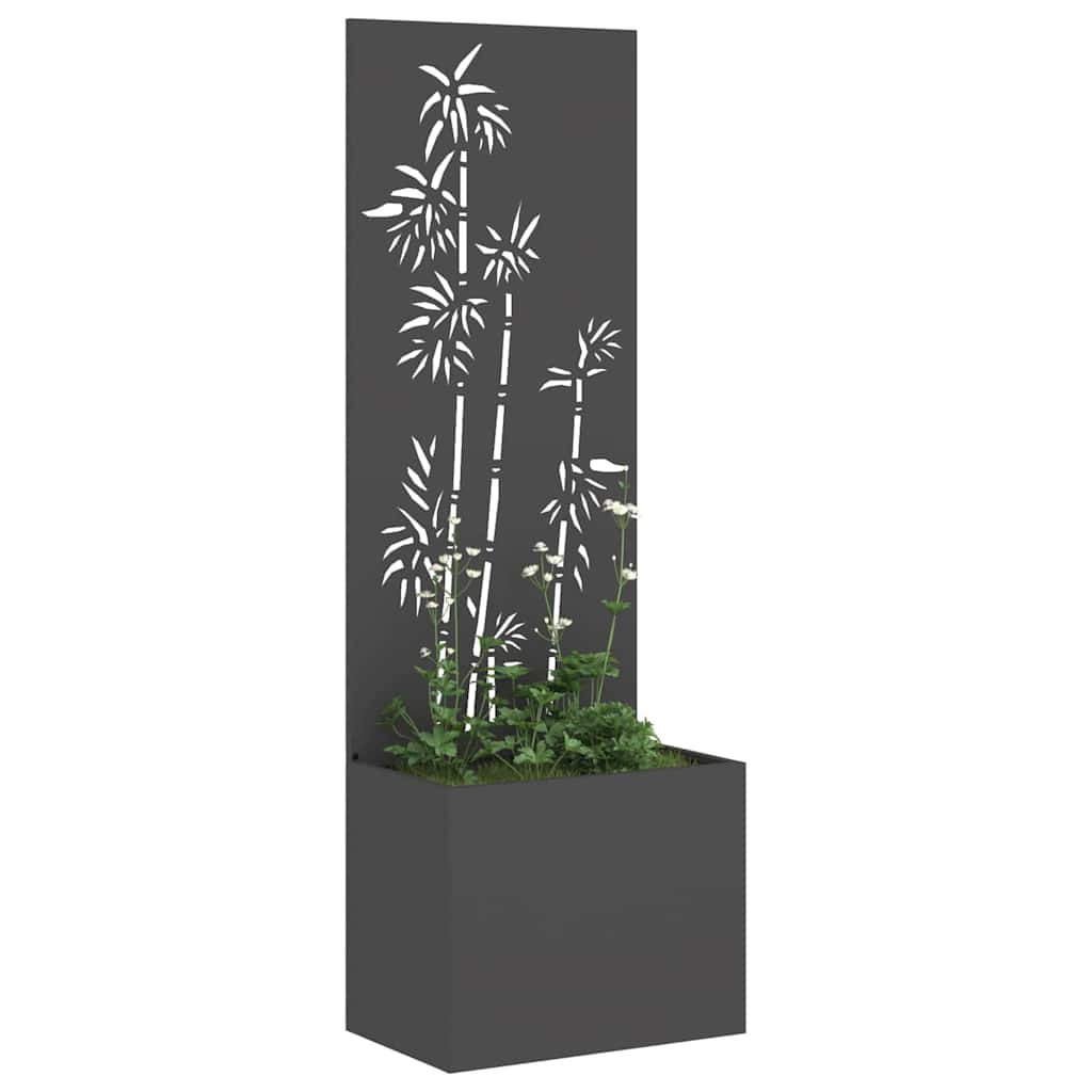 vidaXL Vaso da Giardino con Pannello Decorativo Nero 50 x 140 cm