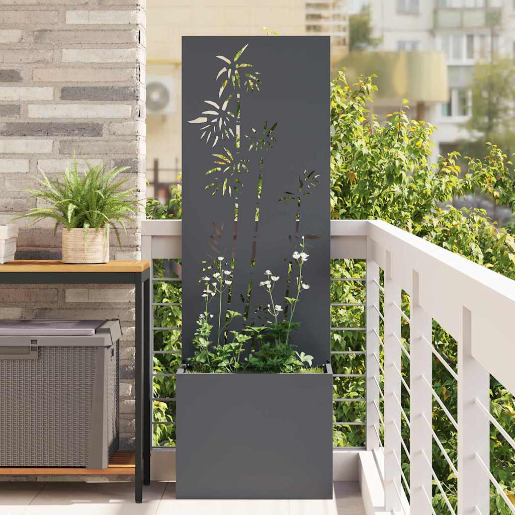 vidaXL Vaso da Giardino con Pannello Decorativo Antracite 50 x 140 cm