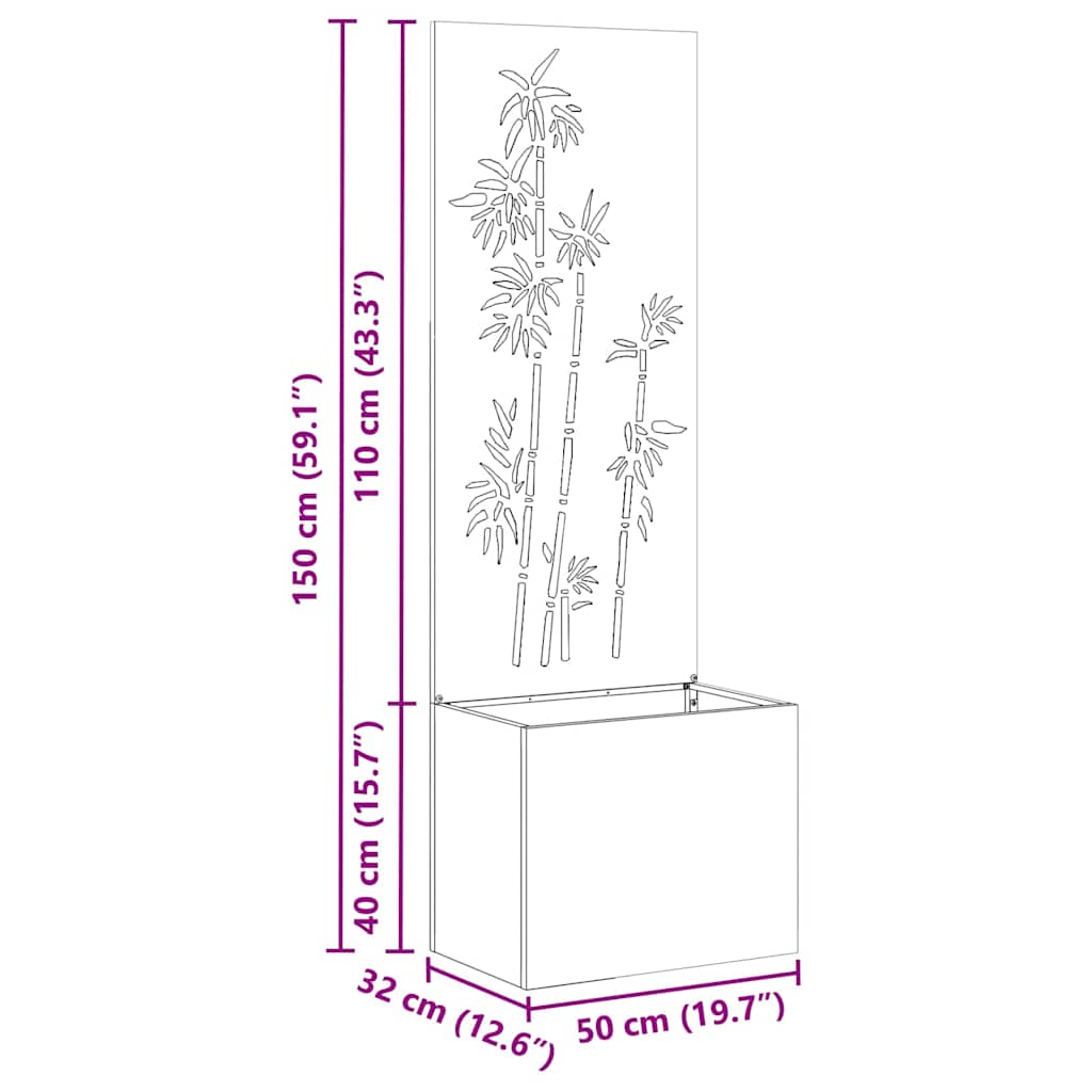 vidaXL Vaso da Giardino con Pannello Decorativo Antracite 50 x 140 cm