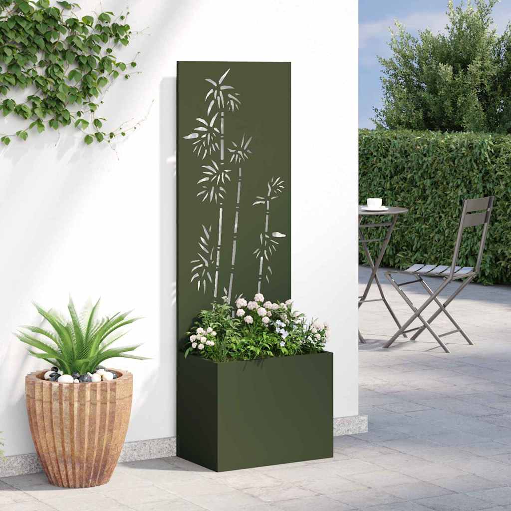 vidaXL Vaso da Giardino con Pannello Decorativo Oliver verde