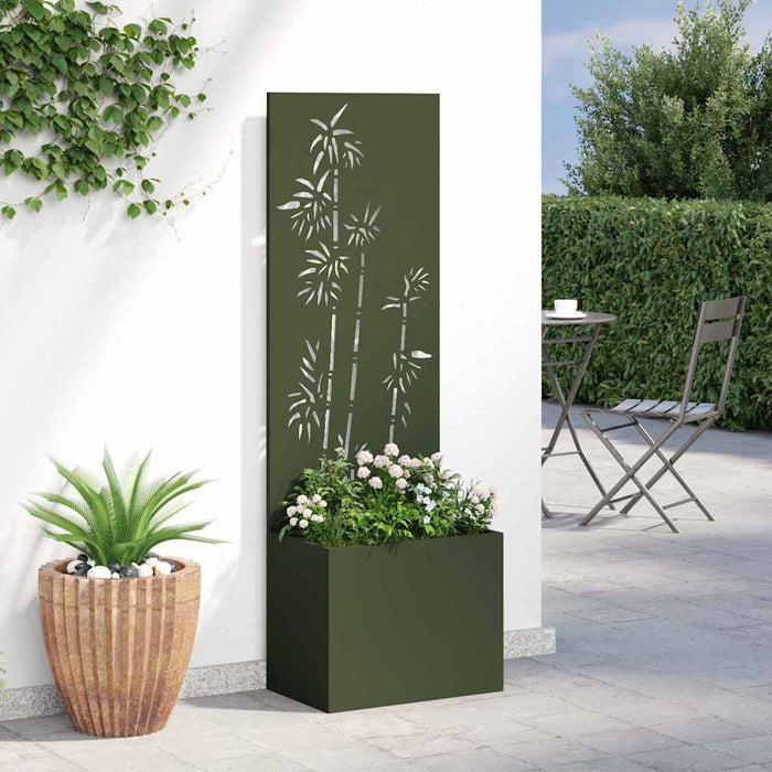 vidaXL Vaso da Giardino con Pannello Decorativo Oliver verde