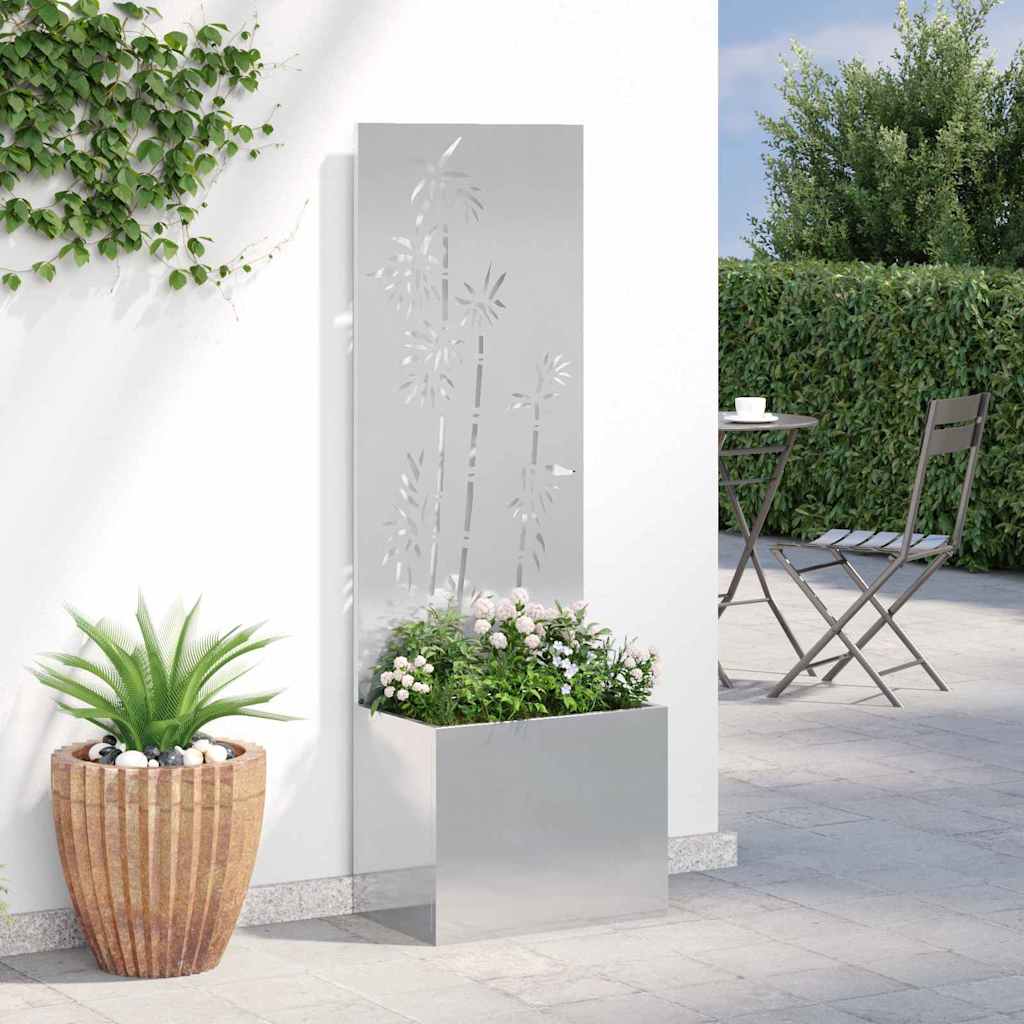 vidaXL Vaso da Giardino con Pannello Decorativo Argento 50 x 140 cm