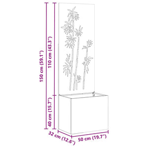 vidaXL Vaso da Giardino con Pannello Decorativo Argento 50 x 140 cm