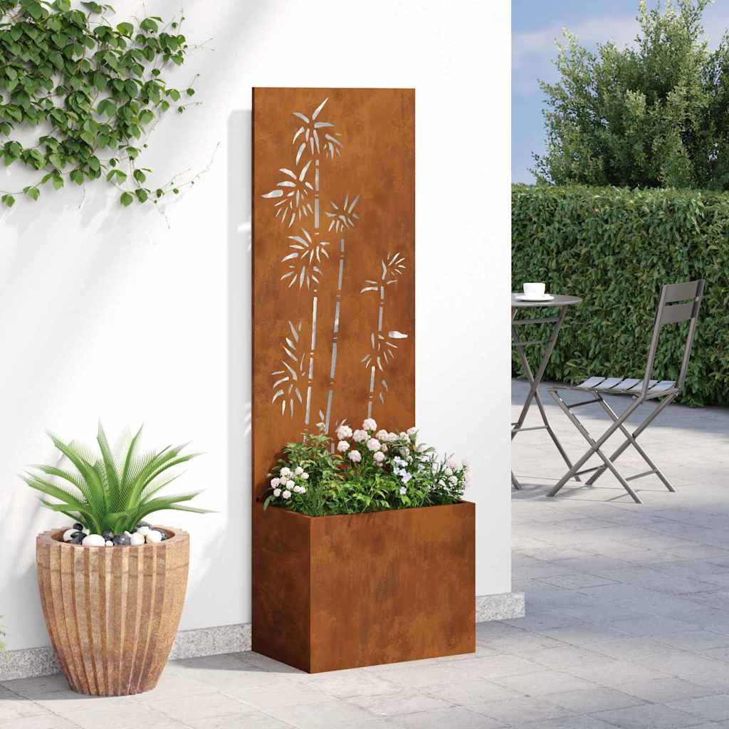 vidaXL Vaso da Giardino con Pannello Decorativo Ruggine 50 x 140 cm