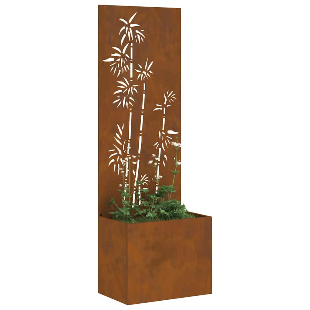vidaXL Vaso da Giardino con Pannello Decorativo Ruggine 50 x 140 cm
