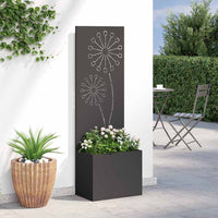 vidaXL Vaso da Giardino con Pannello Decorativo Nero 50 x 140 cm