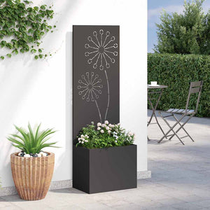 vidaXL Vaso da Giardino con Pannello Decorativo Nero 50 x 140 cm
