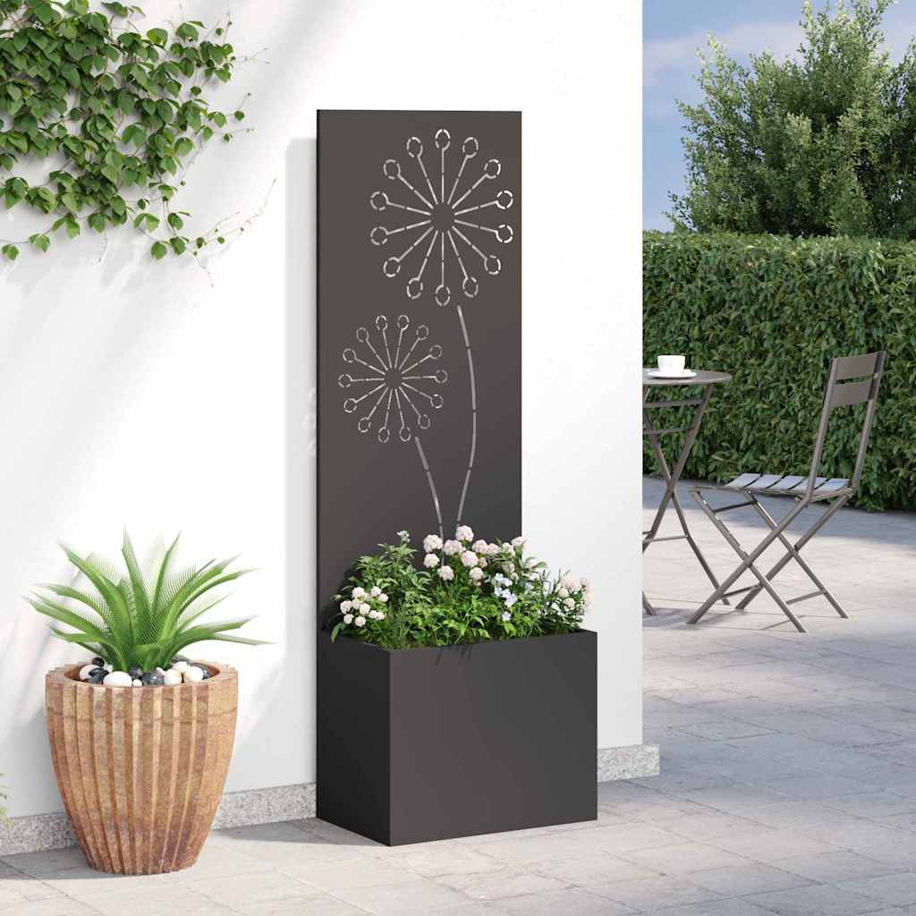 Vaso da Giardino con Pannello Decorativo Nero 50 x 140 cm 876455