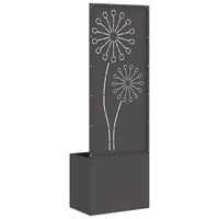 vidaXL Vaso da Giardino con Pannello Decorativo Nero 50 x 140 cm