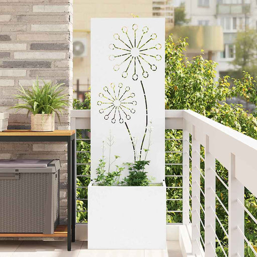 vidaXL Vaso da Giardino con Pannello Decorativo Bianco 50 x 140 cm