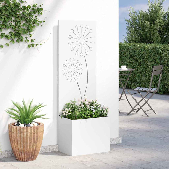 Vaso da Giardino con Pannello Decorativo Bianco 50 x 140 cm 876456