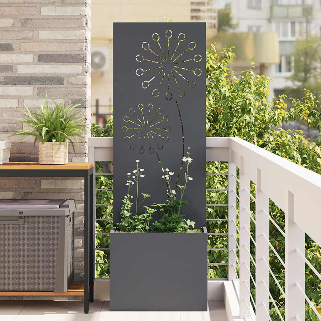 vidaXL Vaso da Giardino con Pannello Decorativo Antracite 50 x 140 cm