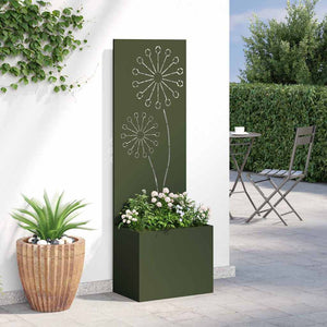 vidaXL Vaso da Giardino con Pannello Decorativo Oliver verde