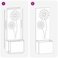 vidaXL Vaso da Giardino con Pannello Decorativo Argento 50 x 140 cm