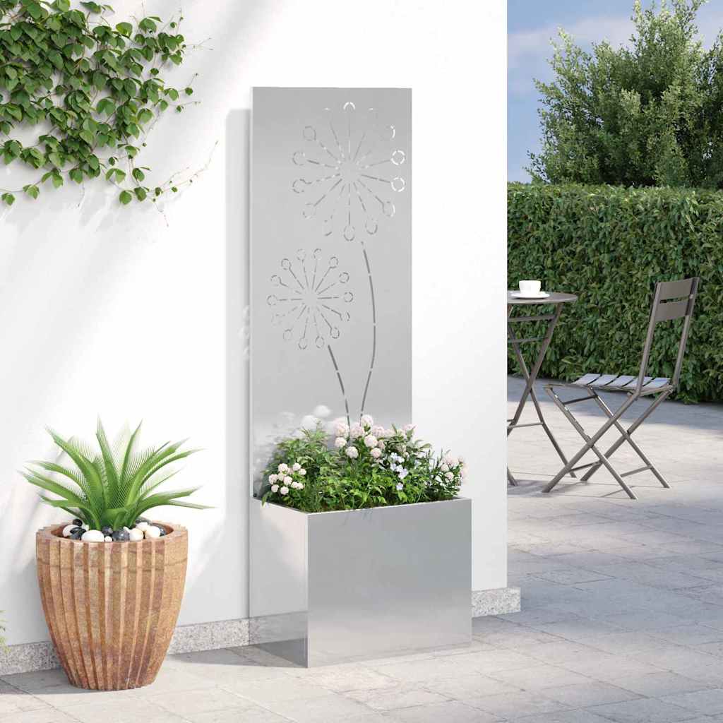 Vaso da Giardino con Pannello Decorativo Argento 50 x 140 cm 876459