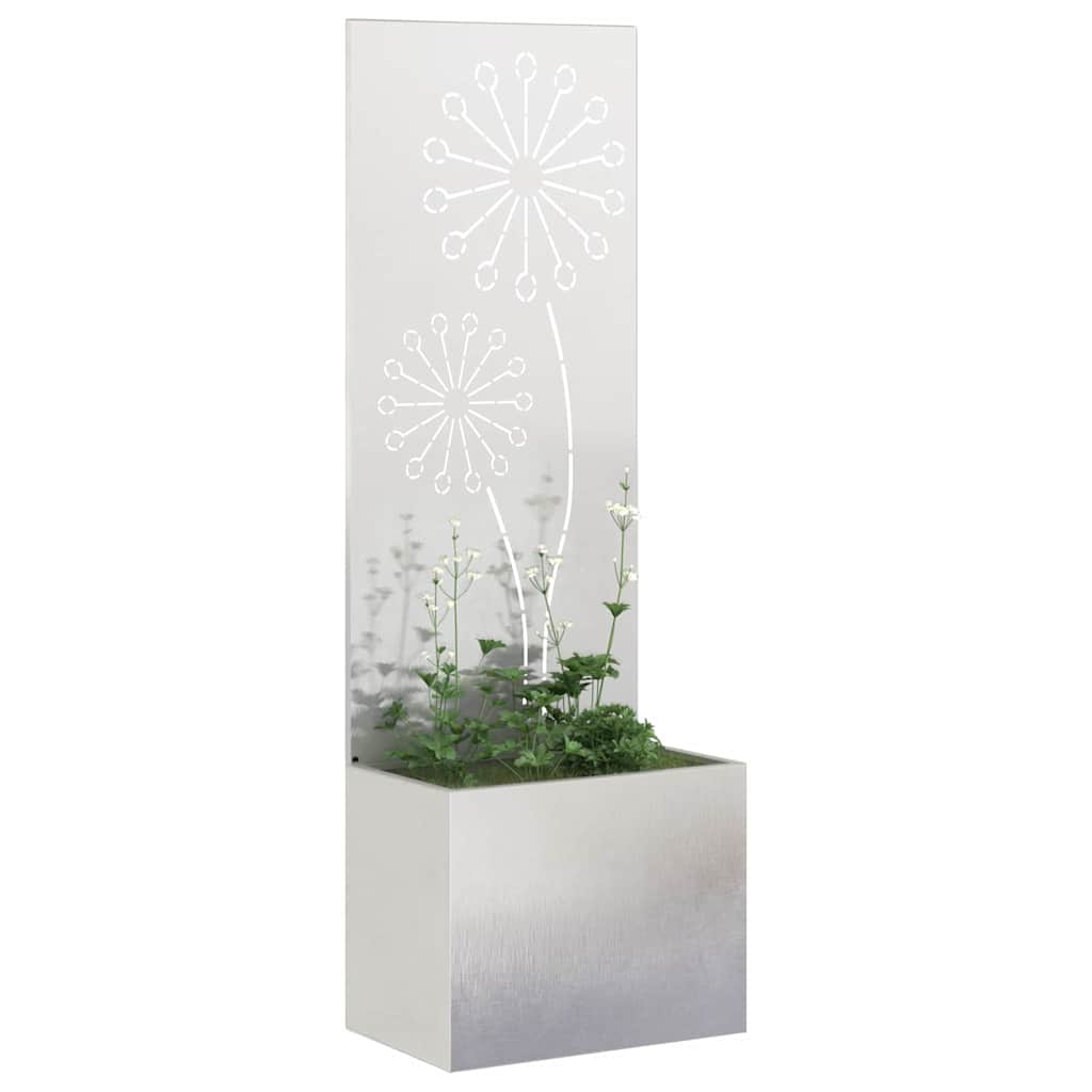 Vaso da Giardino con Pannello Decorativo Argento 50 x 140 cm 876459