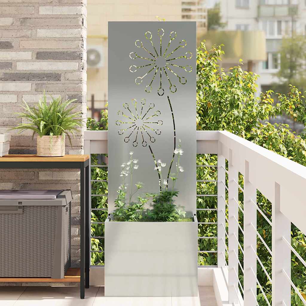 vidaXL Vaso da Giardino con Pannello Decorativo Argento 50 x 140 cm