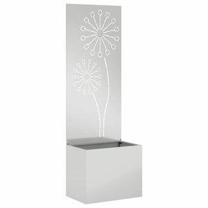 vidaXL Vaso da Giardino con Pannello Decorativo Argento 50 x 140 cm