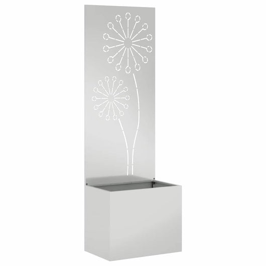 vidaXL Vaso da Giardino con Pannello Decorativo Argento 50 x 140 cm
