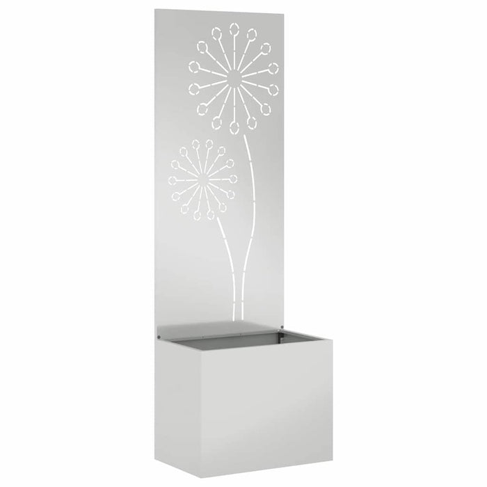 vidaXL Vaso da Giardino con Pannello Decorativo Argento 50 x 140 cm