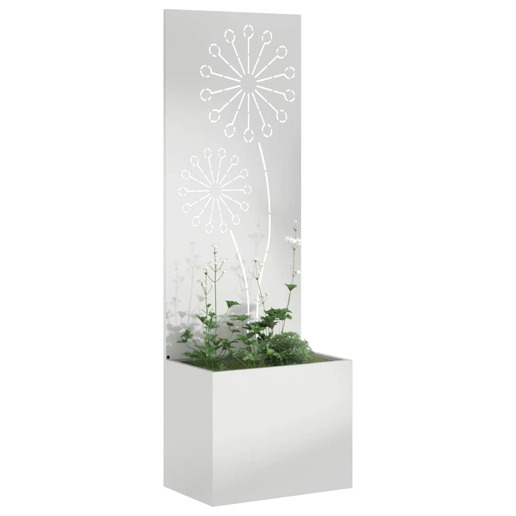 vidaXL Vaso da Giardino con Pannello Decorativo Argento 50 x 140 cm
