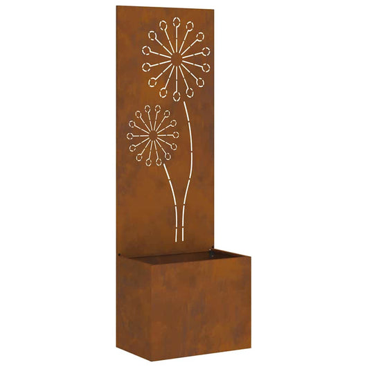 Vaso da Giardino con Pannello Decorativo Ruggine 50 x 140 cm 876461