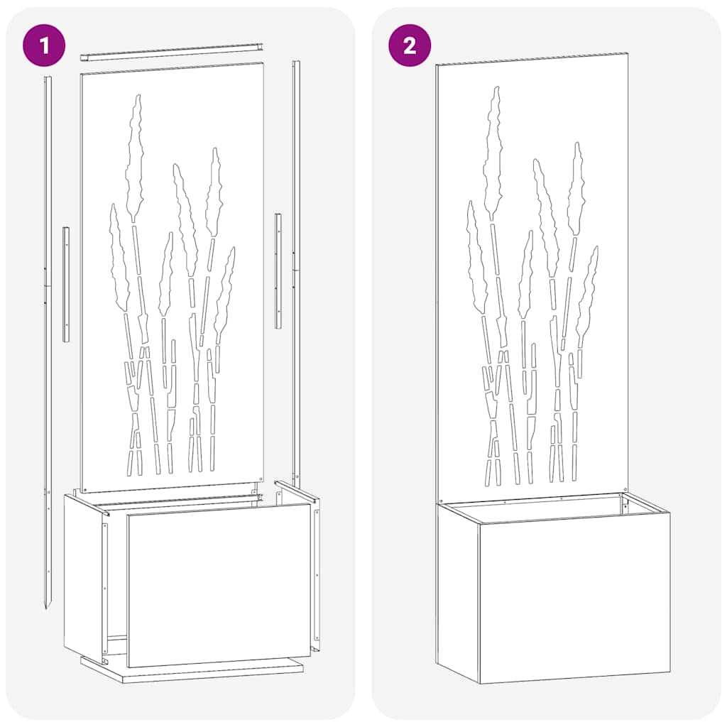 vidaXL Vaso da Giardino con Pannello Decorativo Nero 50 x 140 cm